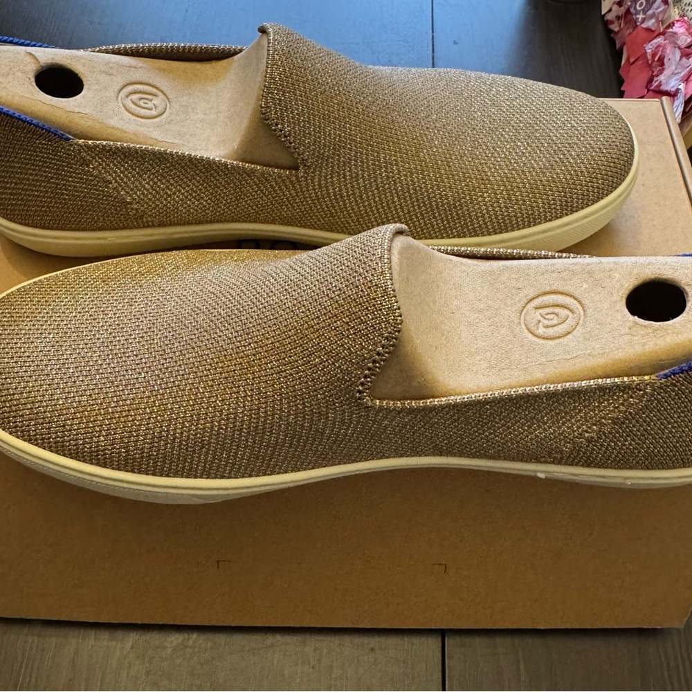 Rothy's Gold Twill Slip-On Loafers with Textured Fabric